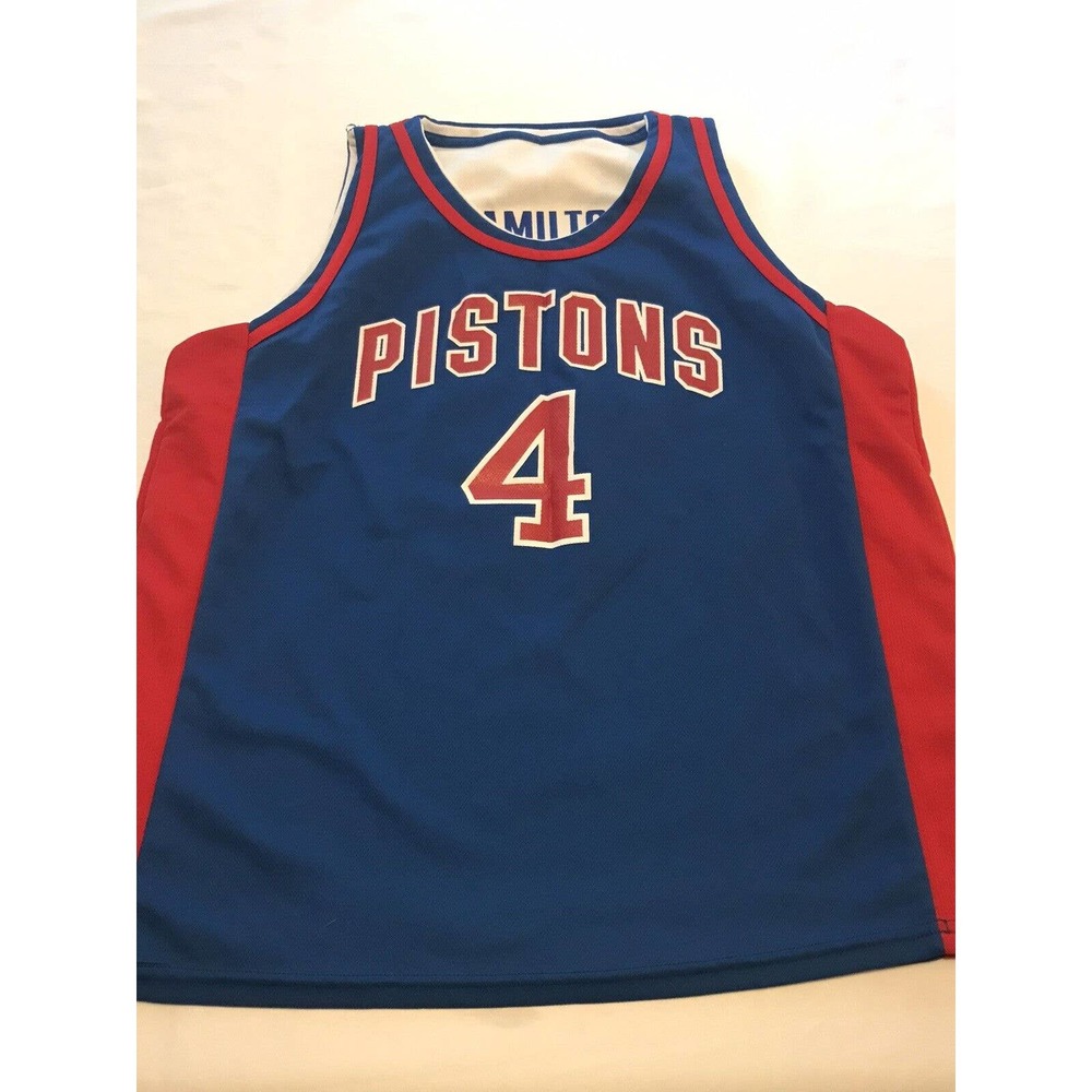 Detroit Pistons Jersey Reversible Mens Sz L Dumars 4 Hamilton 32 Made USA